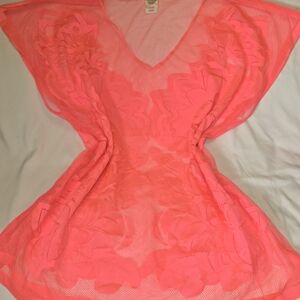 Xhilaration Bright Pink Mesh Cover-Up